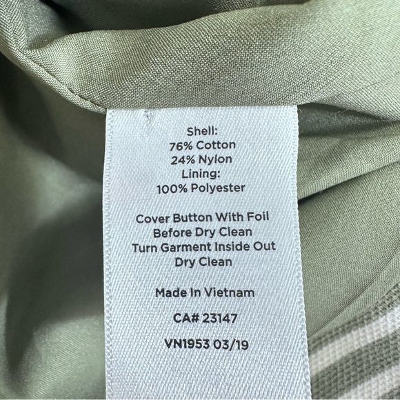 Talbots Size 10 Sweater Blazer Green Cream Striped Soft Cotton Aberdeen Casual - Picture 8 of 9